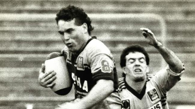 Brisbane Broncos first try scorer Brett Le Man while playing with Brothers against Norths. Courier Mail archive image.