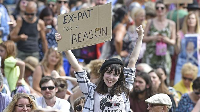 An American anti-Trump protester in Edinburgh at the weekend. Picture: AFP