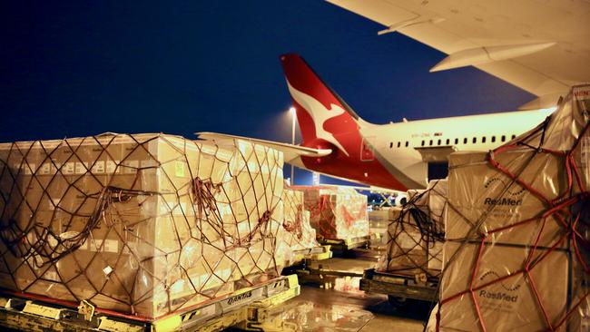 Supplies for India were loaded onto Sydney planes overnight. Picture: Supplied