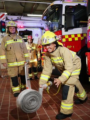 Doing their drills ... (L-R) Dan Payne, Tony Camilleri and Alison Douglas pictured at the Sydney City station.