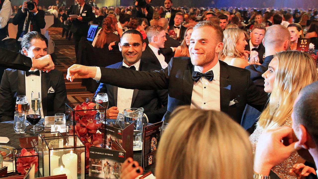 2018 AFL Brownlow Medal Vote Count at Crown Palladium. Tom Mitchell wins the 2018 Brownlow. Picture: Mark Stewart