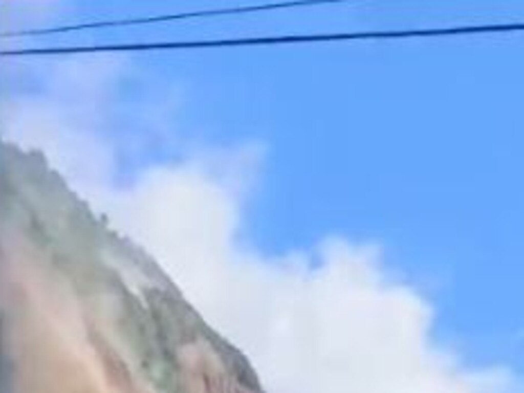 A screenshot from footage showing an apparent landslide in Taiwan. Picture: Twitter
