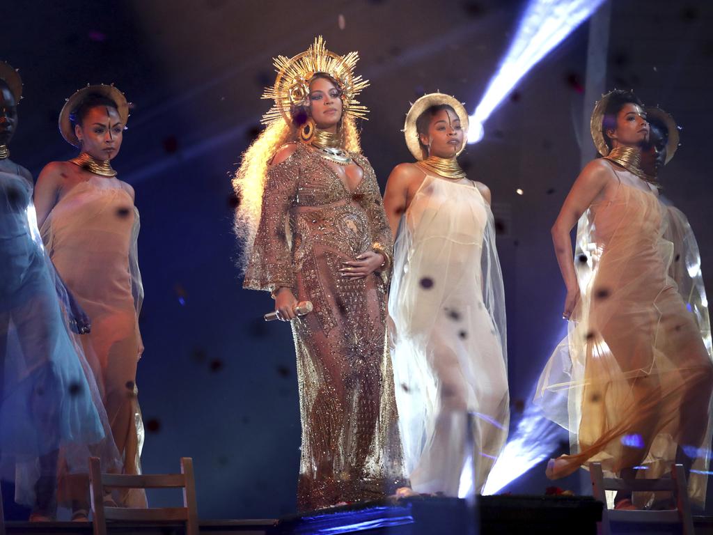 Beyonce performs onstage during The 59th GRAMMY Awards at STAPLES Center on February 12, 2017 in Los Angeles, California. Picture: AP