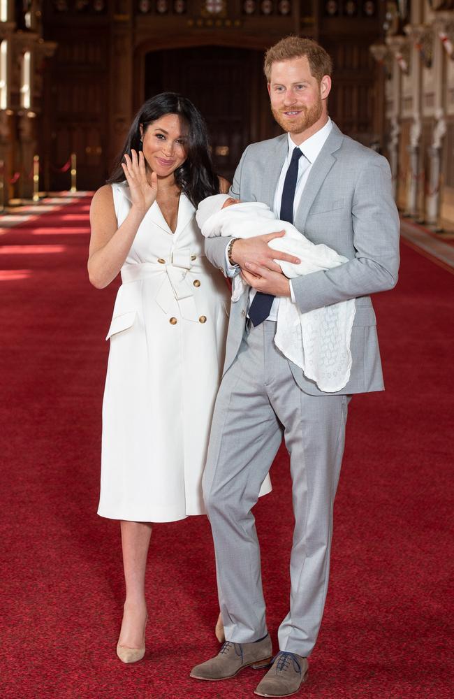 Meghan Markle played with her hair during this photo call, indicating she was nervous. Picture: Getty Images