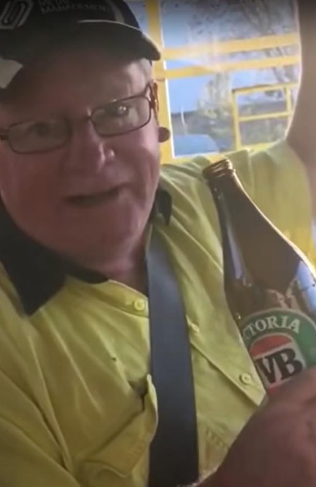 An iconic Australian beer drinker, Bluey, who became an online sensation after drinking a VB long neck for breakfast. Picture: