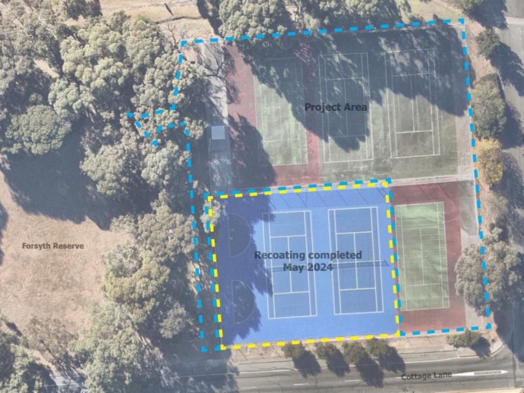 The hard courts at Forsyth Reserve in Hackham will receive a major redevelopment under a proposal to turn them into "an amazing" new play space. Picture: Onkaparinga council