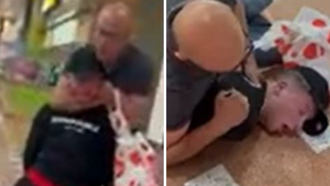 Footage shows an officer arresting a teenager before he was taken to hospital. Picture: 7NEWS