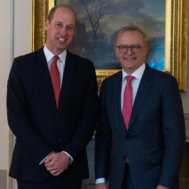 Prime Minister Anthony Albanese meets with William, Prince of Wales in London.