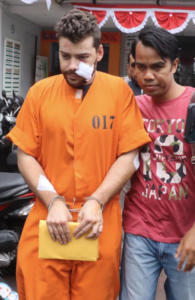 Adelaide tradie Nicholas Carr was charged after a rampage through the streets of Kuta. Picture: Lukman S. Bintoro