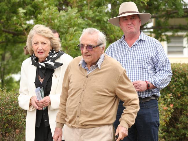 Mr Joyce votes with mother Marie Joyce and father James Joyce at Woolbrook primary school, north of Tamworth. Picture: Lyndon Mechielsen/The Australian