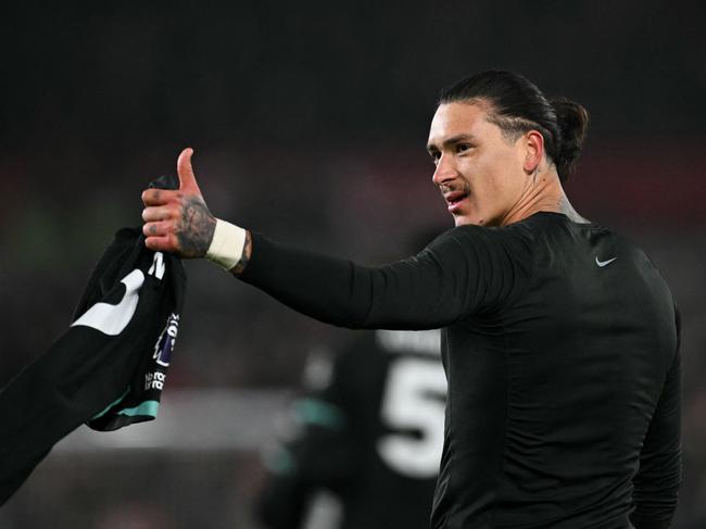 Darwin Nunez scored two goals in stoppage time for Liverpool. Picture: Justin Tallis/AFP