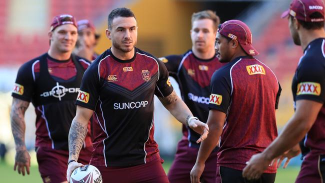 Darius Boyd in action during the Queensland Origin team's first training session at Suncorp Stadium in Brisbane. Pics Adam Head