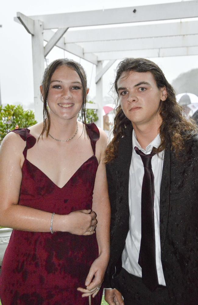 Bailey Hunt partnered by sister Charlotte Hunt at Wilsonton State High School formal at Clifford Park Racecourse, Wednesday, November 13, 2024. Picture: Tom Gillespie