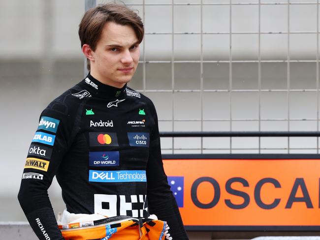 BAHRAIN, BAHRAIN - FEBRUARY 27: Oscar Piastri of Australia and McLaren looks on itpl during day two of F1 Testing at Bahrain International Circuit on February 27, 2025 in Bahrain, Bahrain. (Photo by Clive Rose/Getty Images)