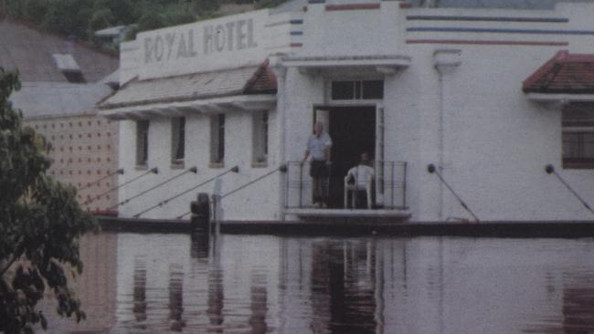 RIGHT ROYAL FLOOD: Rising waters provided water views for guests at Gympie's Royal Hotel.