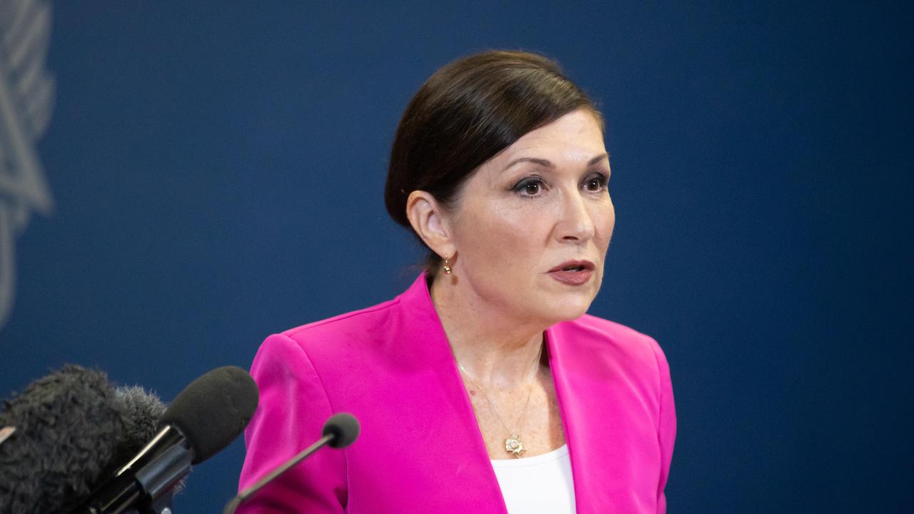 Acting Transport Minister Leeanne Enoch talks to media about road fatalities recorded in Queensland in 2022. Picture Lachie Millard