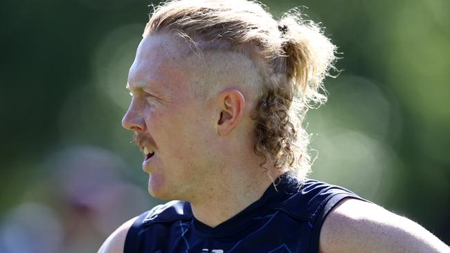 Clayton Oliver was sporting a new look hairdo at training. Picture: Michael Klein