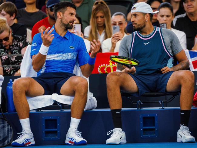 Novak Djokovic and Nick Kyrgios have been critical of recent anti-doping cases in tennis. Picture: Patrick HAMILTON / AFP