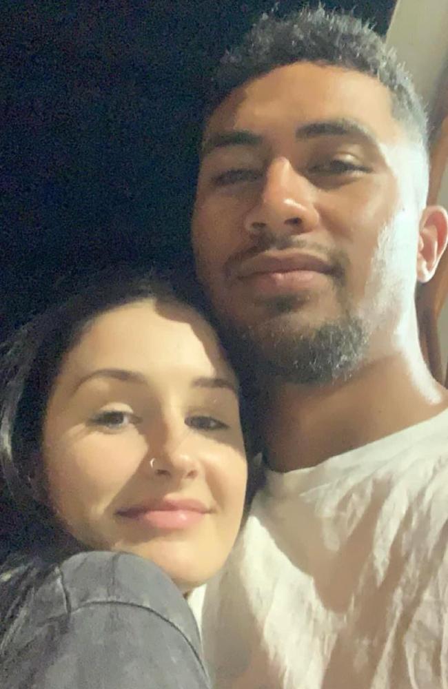 Mackay Magpies player Birdsall Fa'apepele and his girlfriend of four years Kailey Prouse. Mr Fa'apepele was killed near a Paget caravan park.