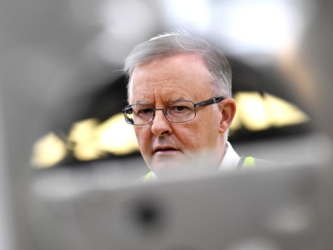 BRISBANE, AUSTRALIA - NewsWire Photos - FEBRUARY 10, 2021.Federal Opposition Leader Anthony Albanese visits electric vehicle chargers manufacturer  Tritium in Brisbane. Mr Albanese is expected o make an announcement regarding industrial relations tonight. Picture: NCA NewsWire / Dan Peled