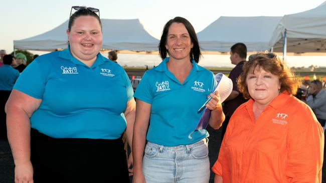 Tegan Mackenzie, Kristi Algate and Leonie Hansen at Dinner on the Runway for Mackay Hospital Foundation, Mackay Airport Friday 8 September 2023 Picture: Michaela Harlow