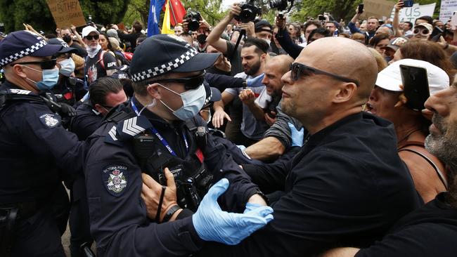 The protest went ahead despite restrictions in Melbourne easing within days. Picture: Daniel Pockett