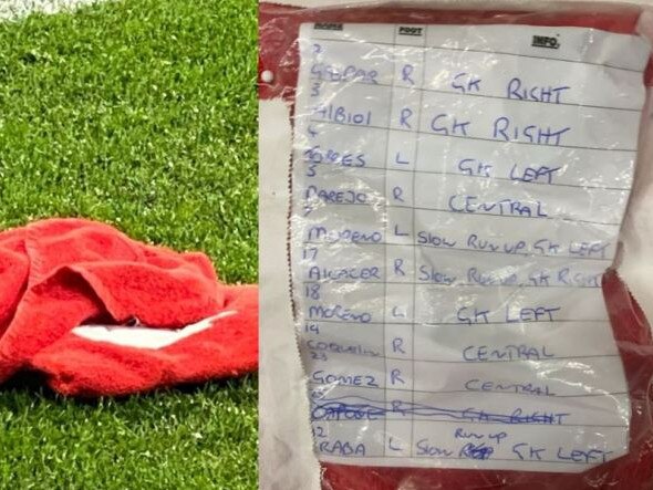 Manchester United goalkeeper David De Gea was handed notes on what to expect during the penalty shootout.