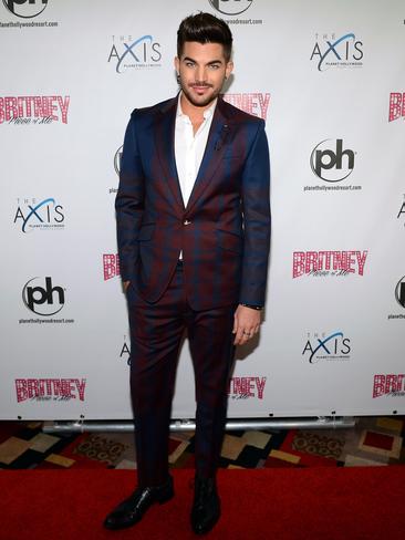 Adam Lambert on the red carpet for a Britney Spears event in Las Vegas.
