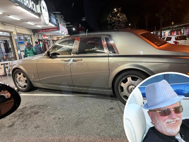 ARTWORK - Eccentric Adelaide businessman Lance Vater's Rolls-Royce Phantom parked outside popular Anzac Highway fast-food joint Chicken Shack.