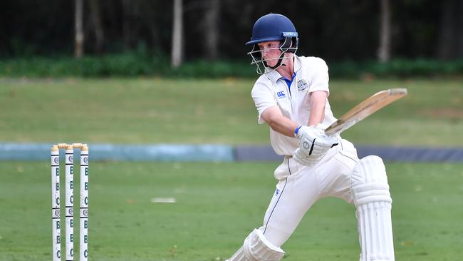 Nudgee batsman Kane Neilsen GPS first cricket between Nudgee college and Brisbane Boys College. Picture: John Gass