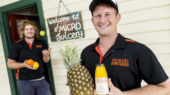 l-r) Brothers Martin and Dustin Michael, at their premises in Caversham, where 'Michael Brothers' juices are made, using fresh, local produce.