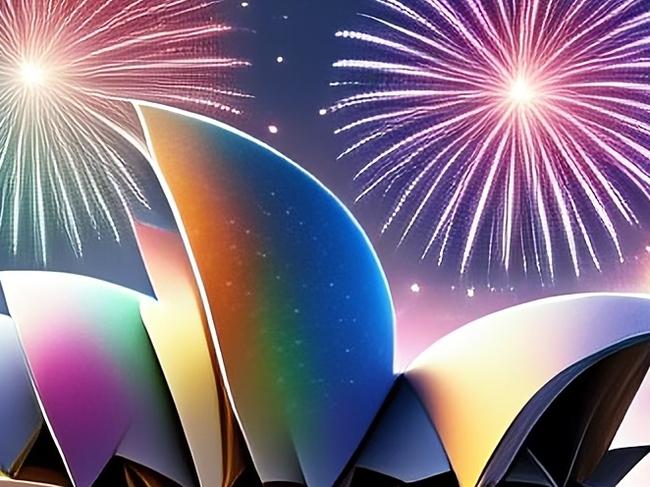 Sydney's Opera House using a fireworks theme on Image Playground.