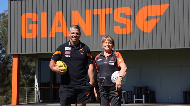 GWS Giants AFL coach Adam Kingsley and netball coach Julie Fitzgerald.