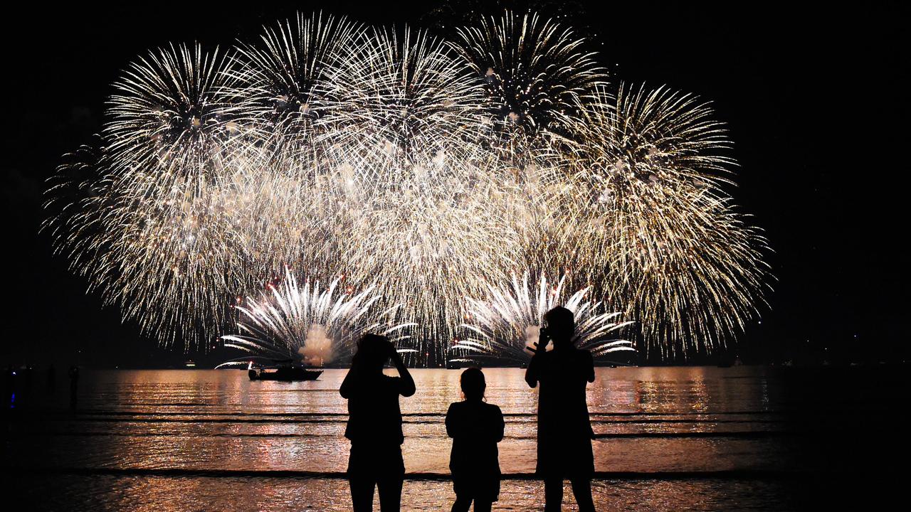 Main firework display at Mindil Beach for Territory Day celebrations.