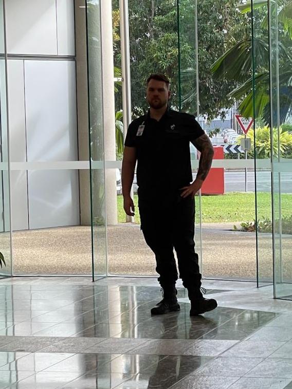 Security posted at Cairns Regional Council after threats from a member of the public. Picture: Isaac McCarthy