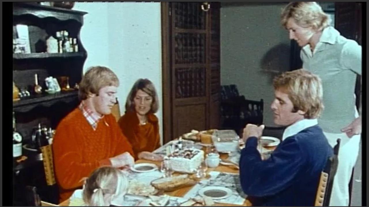 In 1975 the Dawsons were interviewed on the ABC’s weekly TV program Chequerboard for a story on twins, talking about Chris’s close bond with his twin brother Paul. Lyn and Chris are pictured right, Paul and his wife Marilyn on the left. Picture: ABC