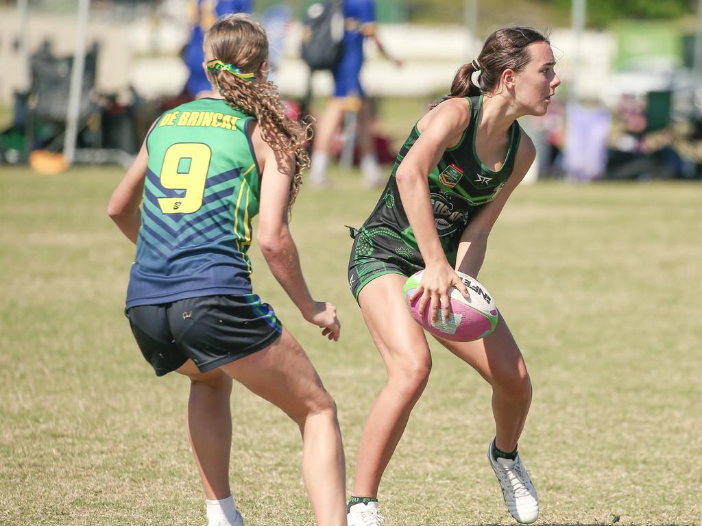 Cavendish Road State High V Innisfail State High at the 2024 Gold Coast Titans All Schools Touch Football Picture: Glenn Campbell