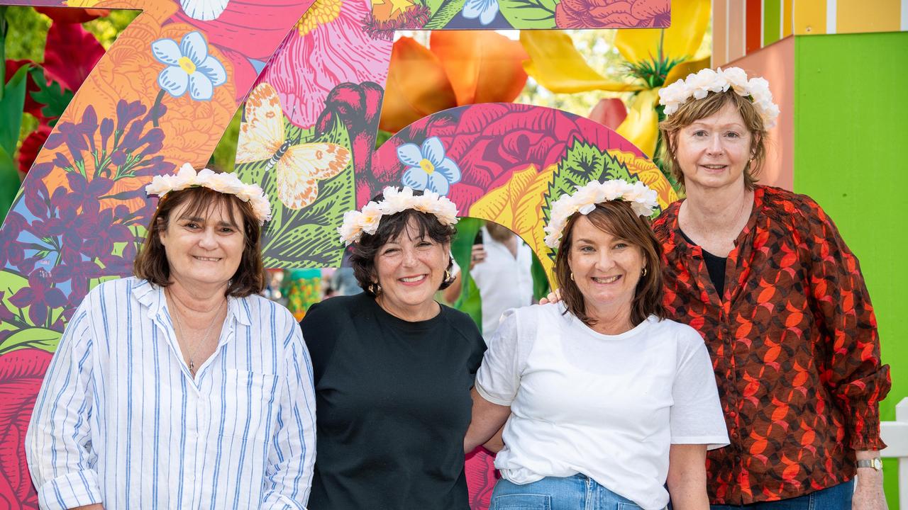 Justine McErlean (left), Liz Murray, Karen Hodgkinson and Jenny Munn at the Toowoomba Carnival of Flowers Festival of Food and Wine, Sunday, September 15, 2024. Picture: Bev Lacey