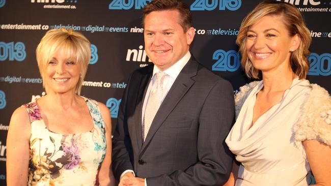 Liz Hayes Michael Usher and Tamara Brown at a Channel 9 programme launch in Sydney. Picture: Ross Schultz