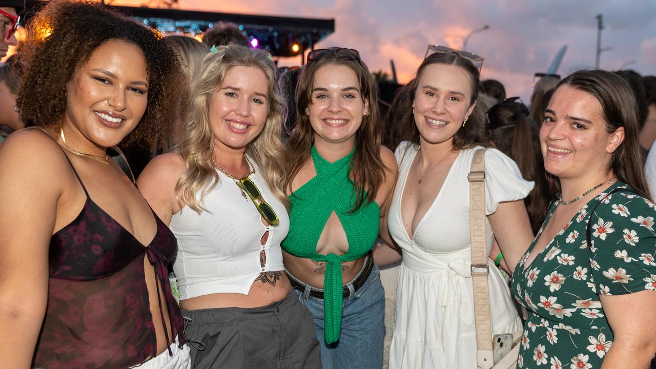 Kaley-Jade Baker, Lauren Griinke, Hannah Walsh, Paige Stansfield, and Estelle Sanchez at Rhythm on the Reef Saturday 30 September 2023 Picture: Michaela Harlow