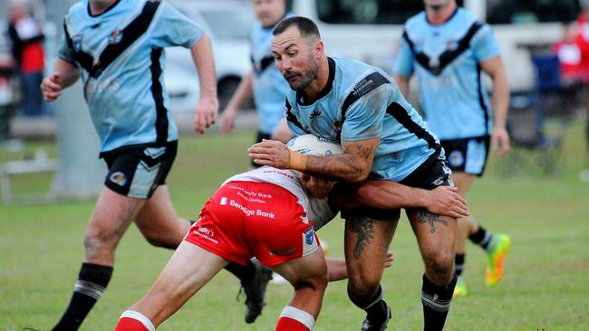 Michael Curnow carting the ball forward. Picture: Leigh Jensen