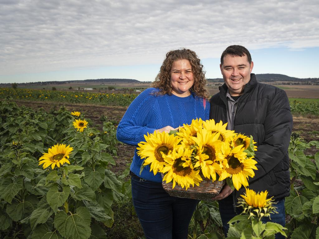 Katie Goodall and Anthony King at Warraba Sunflowers, Saturday, June 22, 2024. Picture: Kevin Farmer