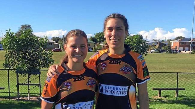 DYNAMIC DUO: Grafton Ghost Ladies League Tag stars Elle Moss and Mekeely Heron in their representative jersey in Macksville on Saturday. Picture: Grafton Ghosts