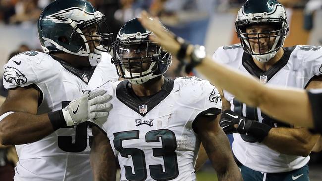 Philadelphia Eagles linebacker Nigel Bradham (53) celebrates a touchdown.