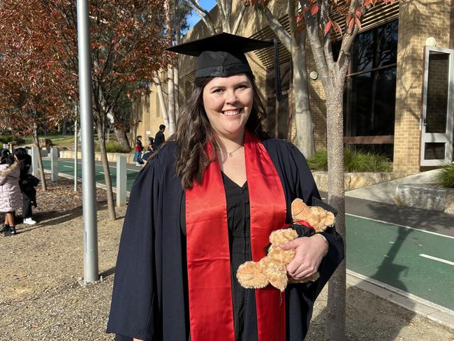 Ashleigh Allan graduates with a Graduate Diploma in Neonatal Care from La Trobe University on May 14, 2024. Picture: Brittany Busch