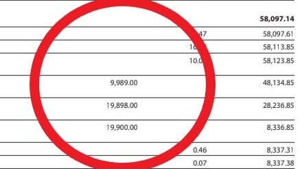 The Sydney man's statement shows his account was emptied of huge sums. Picture: Supplied