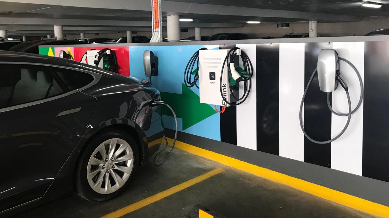 Electric car charging bays at one of Mirvac's shopping centres. Picture: Mirvac