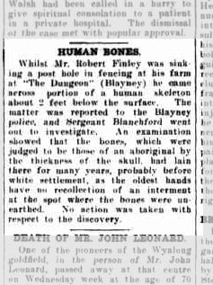 An article in the The Dubbo Liberal and Macquarie Advocate on November 15, 1912 speaks about a skull that was found near what is now the site of a proposed gold mine in Blayney NSW, Near Orange. Picture: Supplied