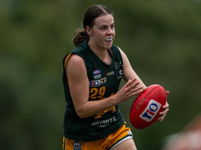 Caitlin Sargent in the St Mary's vs Nightcliff Tigers 2023-24 NTFL women's qualifying final. Picture: Pema Tamang Pakhrin