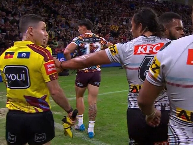 It was immediate regret from Luai. Photo: Fox Sports